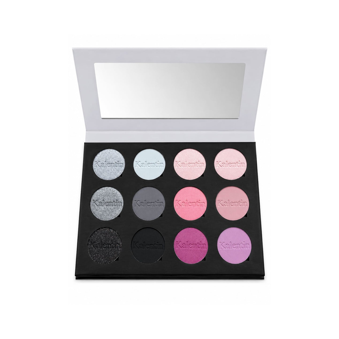 Paleta de Sombras Kalentin Rosa, Gris y Negro – 12 Tonos