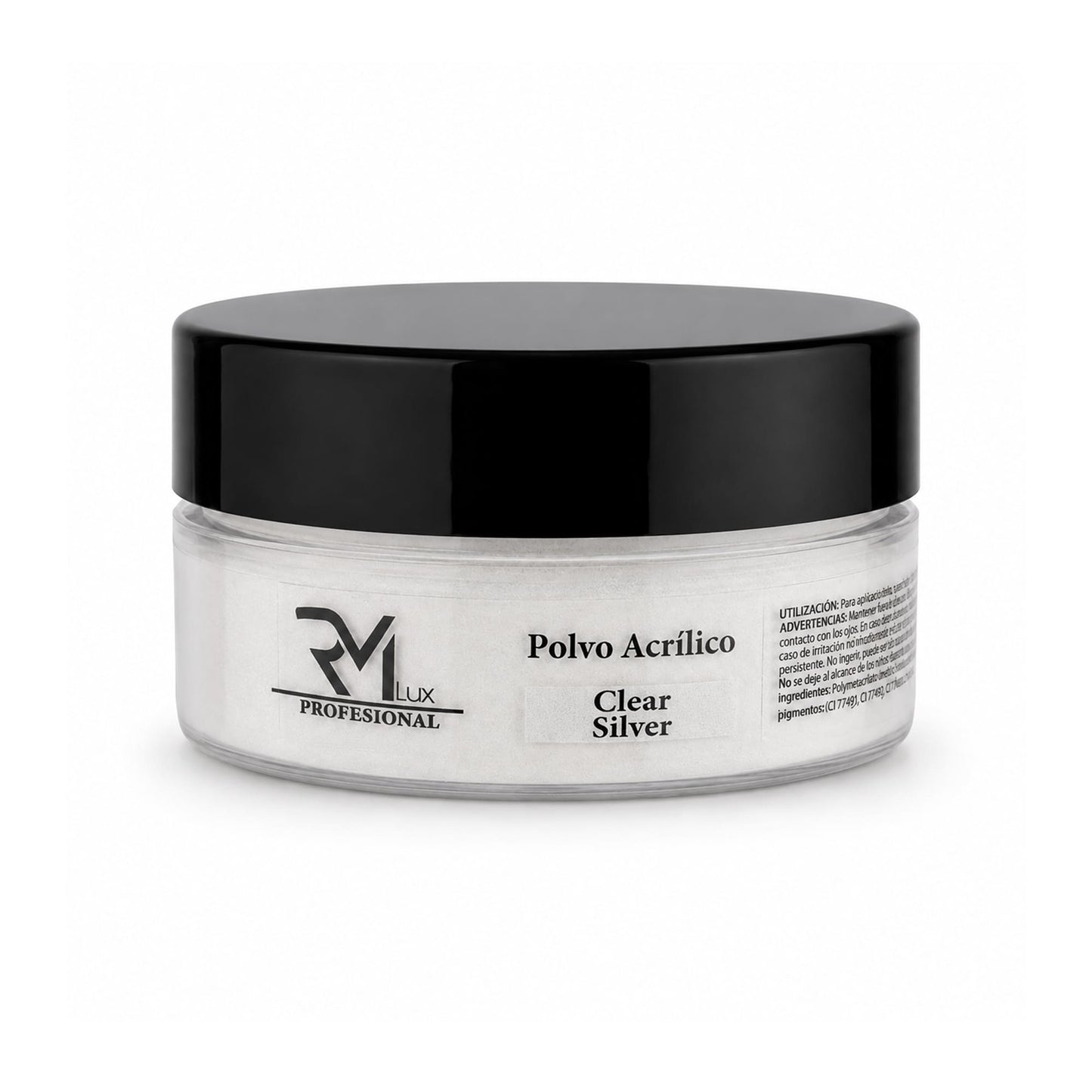 Polvo Acrílico Clear Silver 40g RM Lux