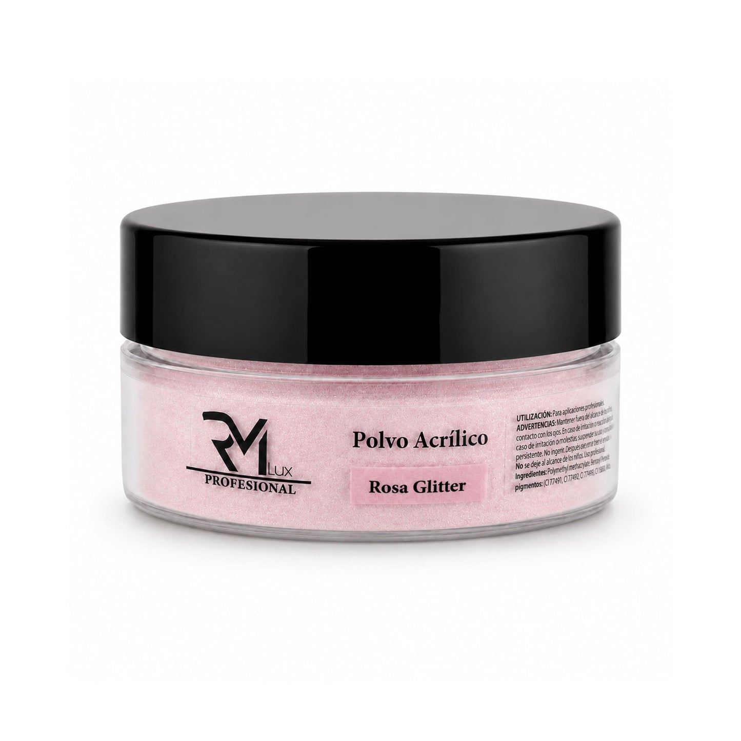 Polvo Acrílico Rosa Glitter RM Lux Professional 40gr
