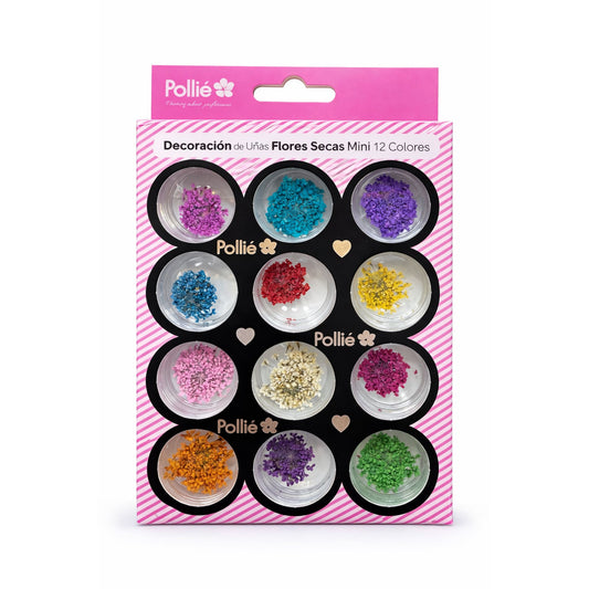 Decoración de Uñas Flores Secas Mini 12 Colores Pollié