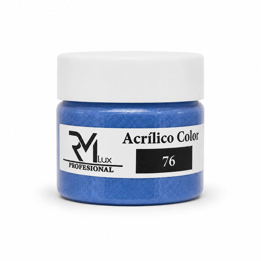 Polvo Acrílico Color 76 Azul Intenso con Destellos 10g RM Lux