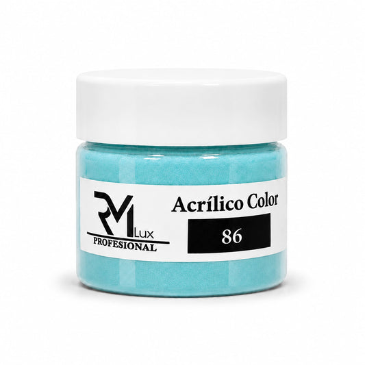 Polvo Acrílico Color 86 Azul Turquesa Claro 10g RM Lux