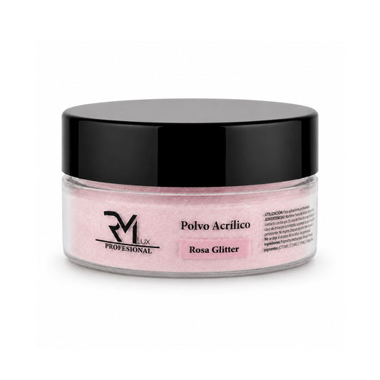 Polvo Acrílico Rosa Glitter RM Lux Professional 40gr